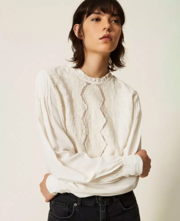 Woven blouse madreperla madreperla